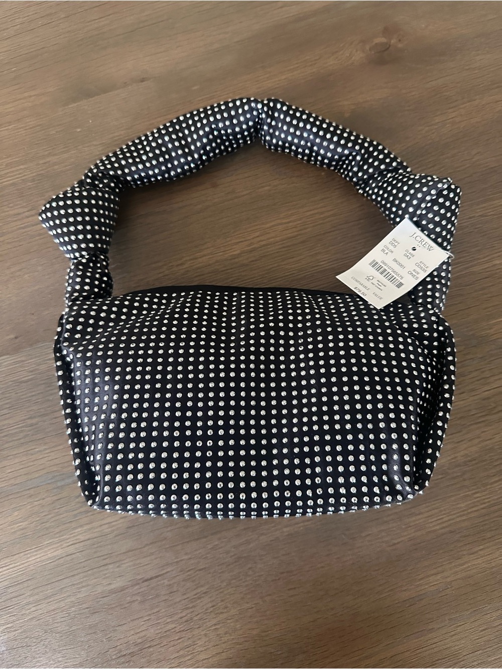 J Crew Factory Studded Double-Knot Handbag - Black and Silver
